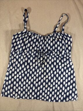 Patagonia Navy and White Dot Spaghetti Strap Tank